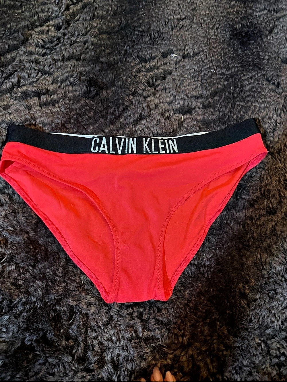 Calvin Klein Logo Waistband Bikini Swim Bottom Bikini Brief in Pink Size Large